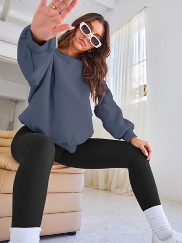 EFAN Womens Oversized Crewneck Sweatshirt Greyblue Large Y2K Fleece Hoodie
