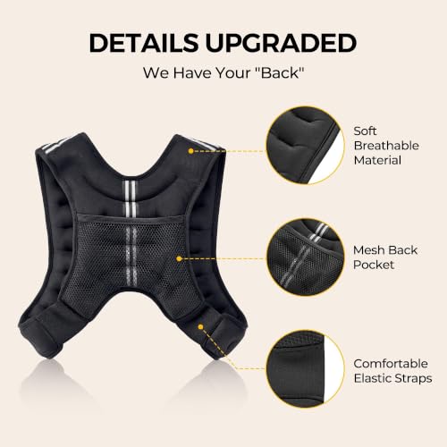 16 lb Weighted Vest for Fitness Running & Weight Loss - Reflective Stripes