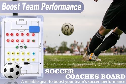 Krynnox Soccer White Magnetic Coaching Board Double-Sided Tactics Whiteboard for Coaches