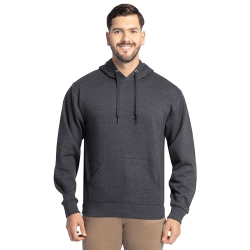 Men's Fleece Pullover Hoodie Small Black Heather Moisture Wicking Breathable