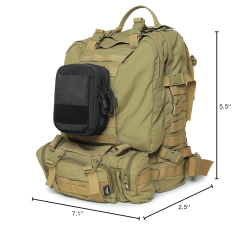 Tactical Molle Phone Pouch EDC Utility Belt Pouch Waist Bag with Shoulder Strap (Black)