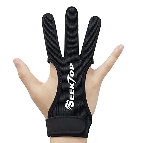 Seektop Archery Gloves Shooting Hunting Leather Three Finger Protector for Youth Adult Beginner