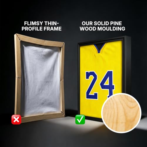 2-Pack Jersey Shadow Box Display Cases - Solid Pine Wall Mount Frames