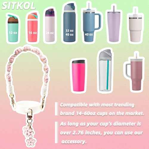 Handle Strap and Charm Set for Owala Water Bottle 24 oz, 32 oz, 40 oz, Owala Kids, Owala Coffee Tumbler, Owala FreeSip ? Includes Handle Strap, for Owala Accessories & Stanley Cup Accessories