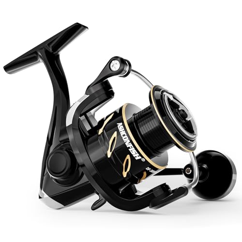 Ashconfish DF Series Spinning Reel Saltwater & Freshwater Fishing Reel, 2000 Deep Spool, Lightweight Nylon/Fiberglass Frame, 7+1BB, 5.2:1 Gear Ratio