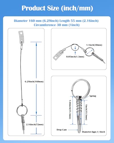 316 Stainless Steel Boat Bimini Top Quick Release Pins 4 Pack