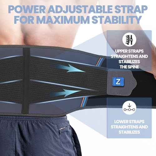 ZhaoABao Back Brace for Lower Back Pain Relief, Sports Adjustable Lumbar Back Brace, Back Support Belt for Men Women, Breathable Lumbar Support with Adjustable Strap, XXL (Waist: 37.4"-47.2")