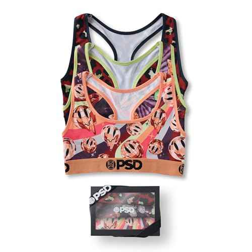 PSD Women's Dark Jewel 3-Pack Racerback Sports Bra for Women, Comfortable Exercise Bras for Women for Yoga and Gym Workouts