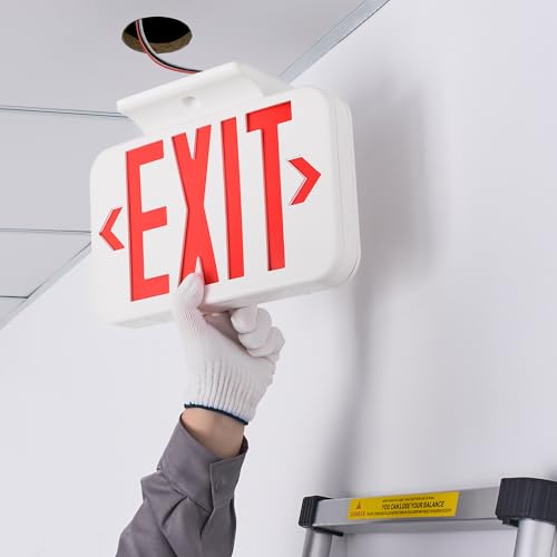 Emergency Exit Sign 2-Pack LED Double Face Fire Resistant UL Certified Hardwired with Battery Backup