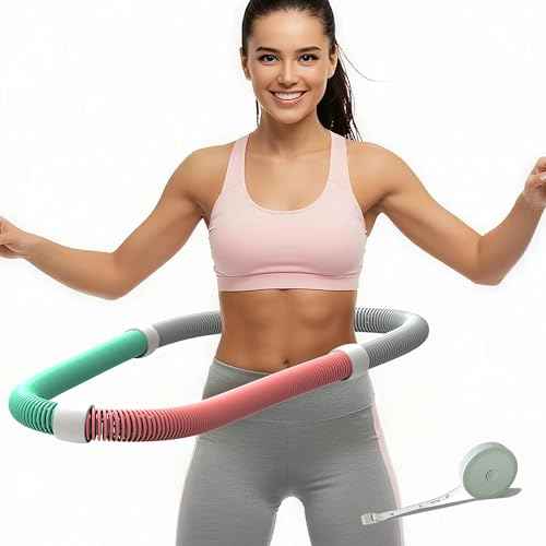 Weighted Soft Spring Hula Hoop for Adults ? 3.3lb Foldable Fitness Hoop, Waist-Friendly Design, Portable Slimming Exercise Equipment for Home and Travel