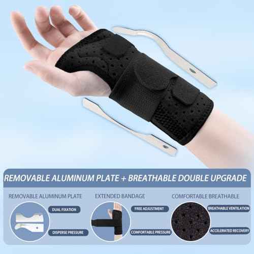 Carpal Tunnel Wrist Brace Night Support with Splints Left Hand, Hand Brace for Arthritis, Tendonitis, Sprain, Injuries, Wrist Pain Relief, Wrist Immobilizer Adjustable Straps and Breathable for Women and Men