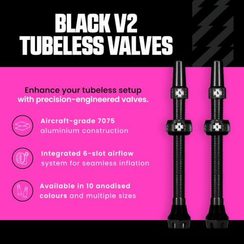 Muc-Off Tubeless Valve V2 - Black, 60mm, Aluminum Presta Bike Valve