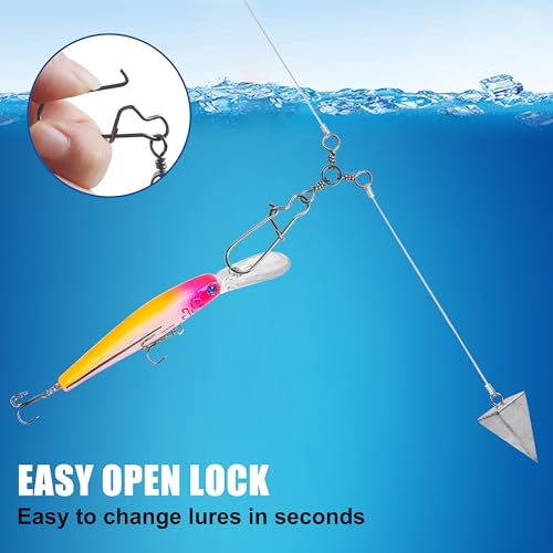 50pcs Stainless Steel 3 Way Swivels Fishing Tackle with Duo Lock Snap - 75lb