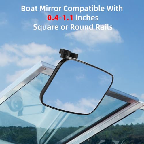 Boat Rear View Mirror, 8" W x 4" H Boat Mirrors, Marine Mirror for Ski Boats Pontoon Boat Water Skiing Sports Wakeboarding Surfing
