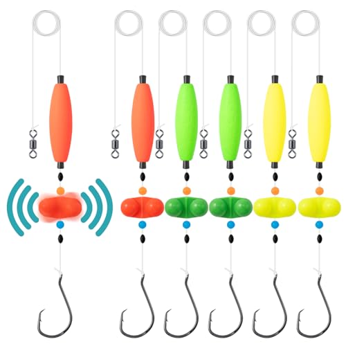 6/0 Circle Hooks Catfish Rig with Floats - Multiple Colors 6PCS