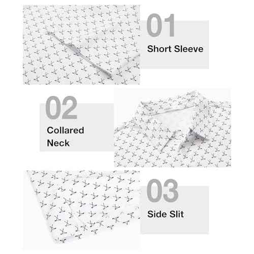 ELETOP Mens Polo Shirts Short Sleeve Golf Shirts Moisture Wicking Dry Fit Print Performance Golf Polos for Men Collared Shirt