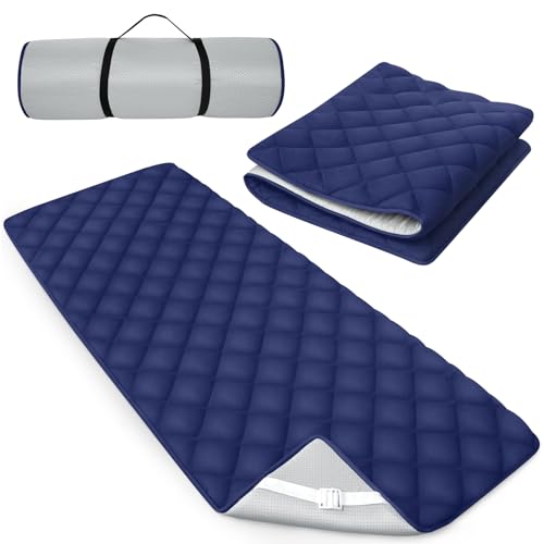Navy Quilted Foam Mattress Topper Pad for Camping & RV Beds 75x30