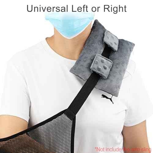 Neck Pad Strap Cushion Pillow for Arm Sling Comfort Shoulder Support Pad Rotator Cuff Replacemet Surgery Elbow Brace Carry Padded Cover Broken Wrist Hand Injury Cast, Minky Dot Dark Gray