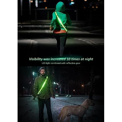 LED Reflective Belt Sash Walking Gear,Safety Lights for Walkers at Night,High Visibility Safety Rechargeable Reflective Running Gear for Men Women Kids Night Dog Walking Gear