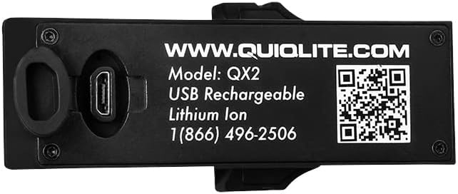QUIQLITEX2 Tactical Red/White Hands-Free LED Pocket Light, 20-200 Lumens, Aluminum Housing (USB Rechargeable)
