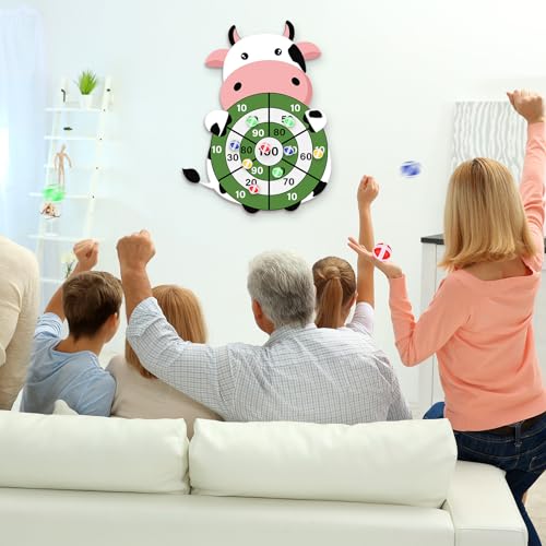 Cow Dart Board Game Set for Kids and Adults - Farm Party Favors 31x24 - Variation: Cow