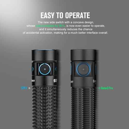 OLIGHT Baton3 Pro EDC Rechargeable Flashlights 1500 Lumens with Charging Cable, L-Shape Stand and High Performance Bright LED Flashlight for Camping and Emergency (Cool White Light: 5700~6700K)