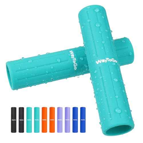 WayToGo Kayak Paddle Grips, Non-Slip Paddle Grips for Kayaking, Soft Silicone Wraps Blister Prevention Kayak Paddle Board Accessories for Take-Apart Paddles, 2 Pack