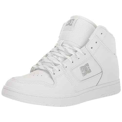 DC Women's Manteca 4 High Top Skate Shoe, White/Silver, 8