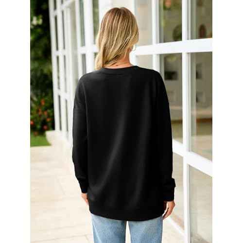 Glamaker Women's Long Sleeve V Neck Sweatshirt Air Essentials Soft Loose Pullover Sweatshirts