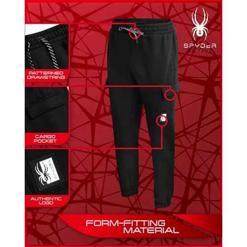 Spyder Mens Cargo Joggers - Soft Poly Fleece Mens Sweatpants with Pockets and Drawcord Waistband for Jogging Hiking Workout