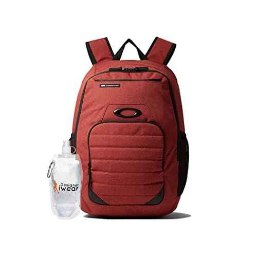 Oakley Men's 25L Enduro 4.0 25L Iron Red Backpack for Hiking Backpacking Camping + BUNDLE with Water Bottle with Carabiner