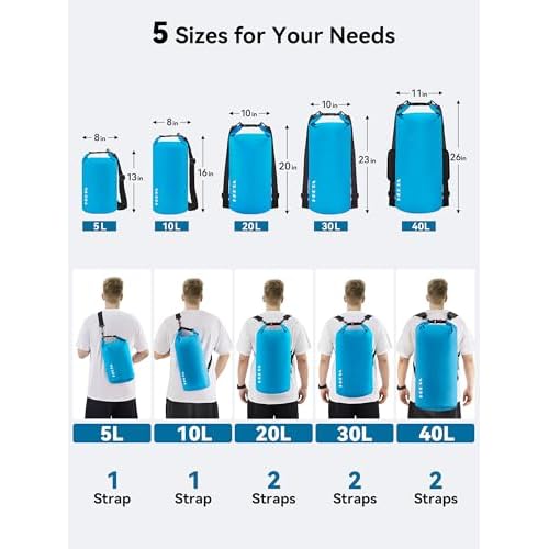 HEETA Waterproof Dry Bag for Women Men(Upgraded Version) 5L/10L/20L/30L/40L Roll Top Lightweight Dry Storage Bag Backpack with Emergency Whistle for Travel, Swimming, Boating, Kayaking, Camping, Beach