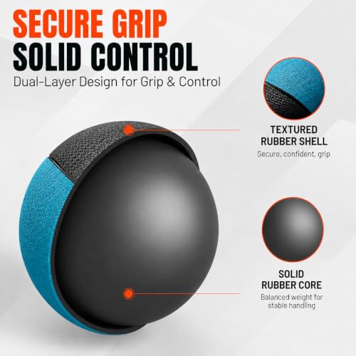 Mikolo Weighted Medicine Ball Aqua 4LB Textured Rubber Grip Slam Ball