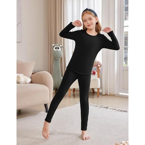 Arshiner Girls Thermal Underwear Set Long Johns Cold Weather Kids Base Layer Top Bottom
