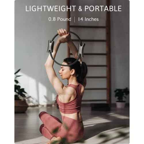 LIONSCOOL Pilates Ring Set ? 14" Anti-Deformation Magic Circle with Padded Handles, Mini Ball, Resistance Bands, Guide & Bag