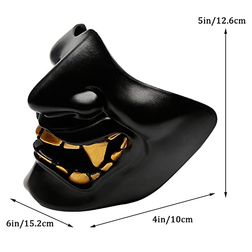 Black Airsoft Half Face Mask - Demon Monster Kabuki Samurai Oni Mask for CS Game & Cosplay
