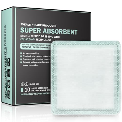 Super Absorbent Wound Dressing 4x4 Inches - High Fluid Retention Pack of 10