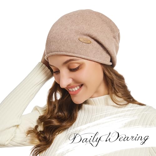 Slouchy Knit Beanie Hats for Women Winter Warm Cashmere Knitted Wool Hats Soft Ski Cap Ladies Beanies Chemo Hat