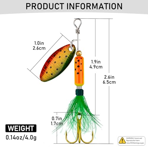 Fishing Spinner Baits Set 4pcs - Trout, Bass, Crappie Lures, 7oz