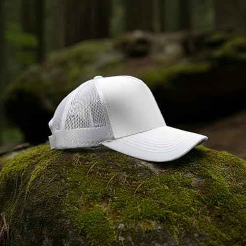 Falari 5-Panel Mesh Baseball Cap, Trucker Hat, Structured Plain Design, Cotton, Adjustable Size