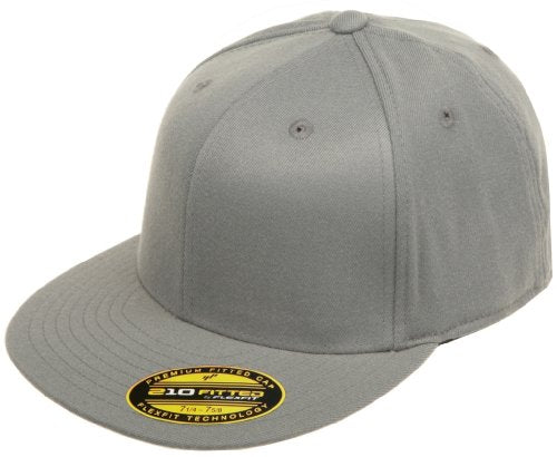 Flexfit Premium 210 Fitted Baseball Cap - Large X-Large Grey Flat Brim Hat