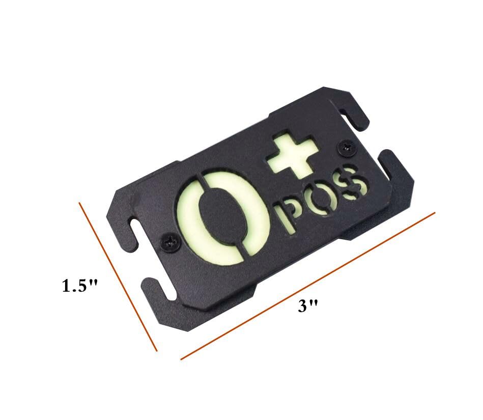 Glow Dark Blood Type A+ Positive POS Reflective Patches Tactical Morale Military Badges with Breach Buckle Mount Fit 1in Molle Webbing (Black O+)