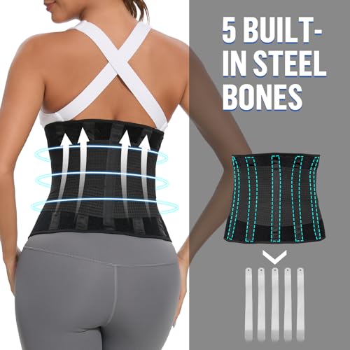 Women's Waist Trimmer Belt for Workout & Fat Loss - Black, 43.3"