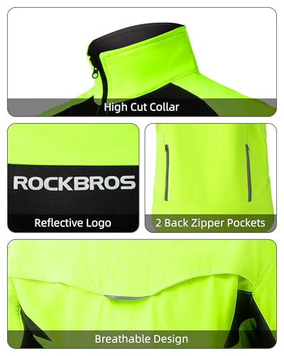 Winter Cycling Jacket for Men - Thermal Windproof Reflective MTB XX-Large Black Green