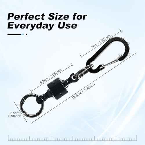 Quick Release Keychain 2-Pack, Magnetic Detachable Key Ring with Plastic Shell, Black Key Holder for Car Keys, Belt Loop, Purse, Fishing Gear & Outdoor Use