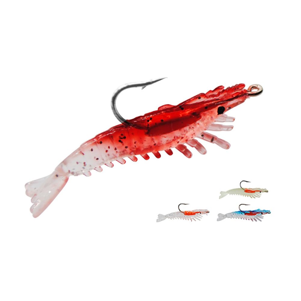 EYAKEG Pre-Rigged Shrimp Crawfish Soft Plastic Fishing Lures, Premium Durable Swimbaits for Freshwater Saltwater, Fishing Jigs for Bass- Amazing Fishing Gifts- Store Separately, Prevent Melting