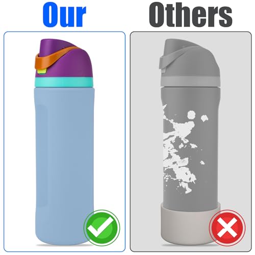Silicone Water Bottle Boot for Owala 24oz, Full Wrap Protection Anti-Sliding Bottom Protective Sleeve Case Compatible with FreeSip Water Bottle Gift for Owala Protector Cover Accessory (Blue)