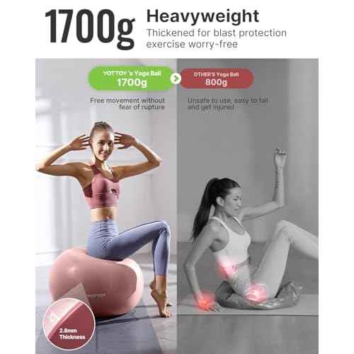 YOTTOY Anti-Burst Exercise Ball for Working Out, Yoga & Pregnancy, Extra Thick Workout Ball for Physical Therapy & Fitness