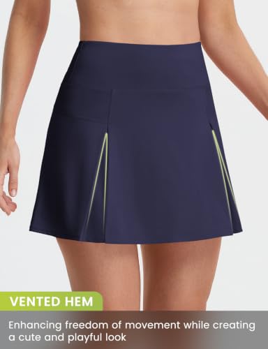 Women's Tennis Skirt 14-Inch High Waisted Golf Athletic Skorts with Shorts Pockets