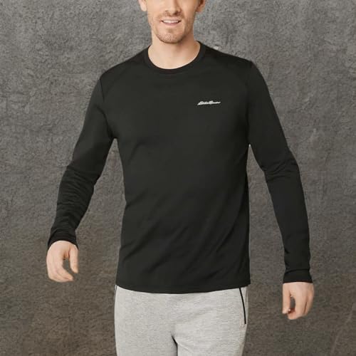 Eddie Bauer Men's Active Tee Crewneck Moisture Wicking Long Sleeve T-Shirt - Black Medium